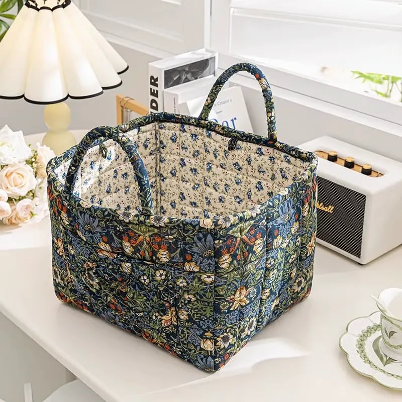 Liora — Quilted Floral Tote Bag with Spacious, Foldable Design
