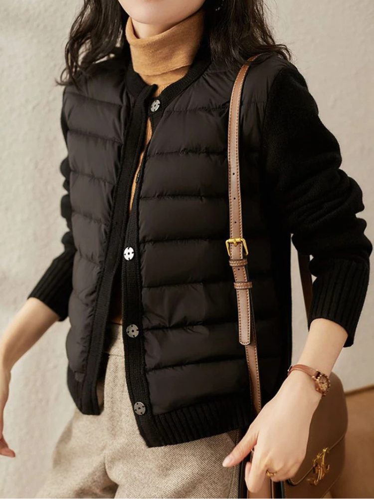 Taren Quilted Jacket — Lightweight Warmth with Ribbed Knit Comfort