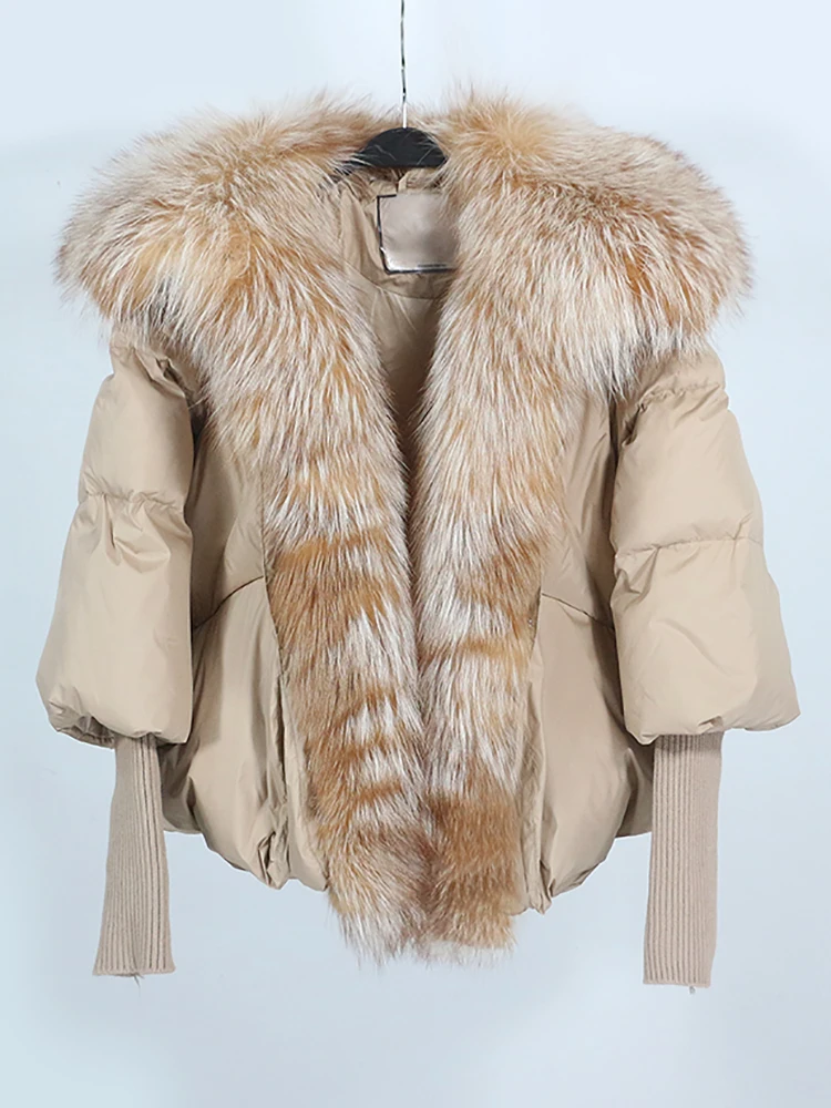 Elian Steppjacke — Warmer Weißer Entendaunenmantel mit Lockerer Passform