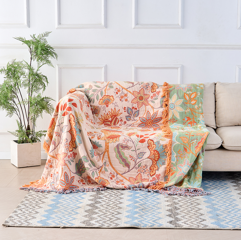 BohoBloom Cotton Throw™ — Vikl dig ind i levende komfort og ubesværet stil