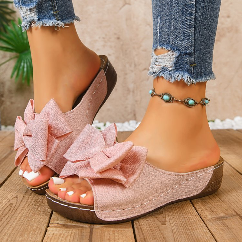 Bella Black Wedge Sandals | Bowknot Design, Non-Slip Sole 13