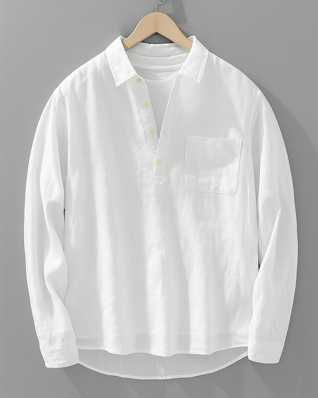 CloudSoft Cotton-Linen Half-Placket Shirt™ — Own Every Room with Unmatched Cool Comfort
