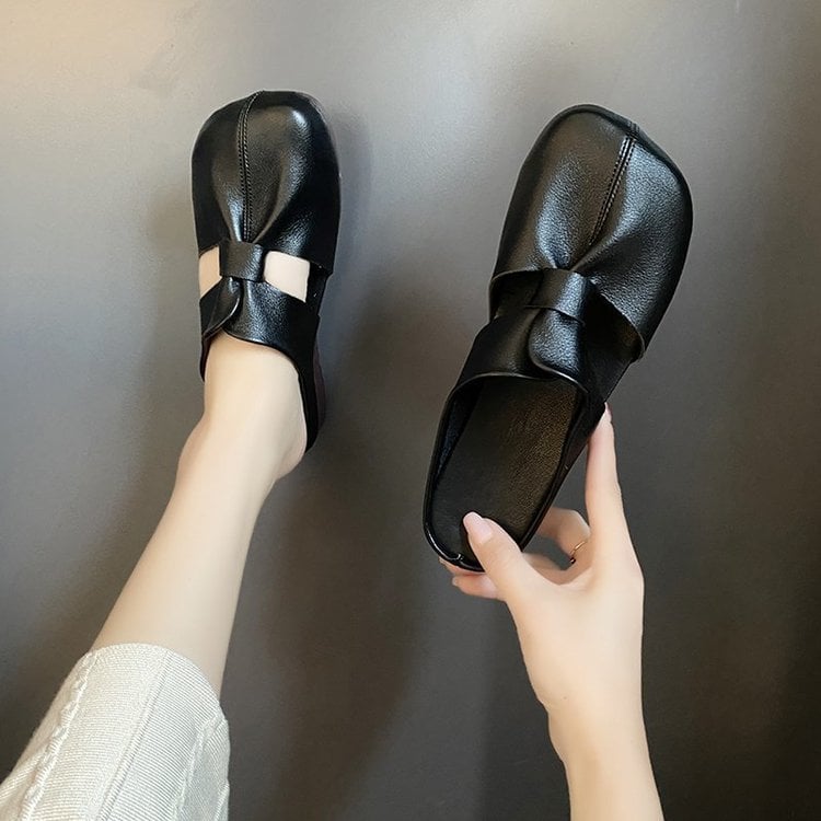 Cleo Black Mules | Comfortable PU Leather, Cut-Out Design 8
