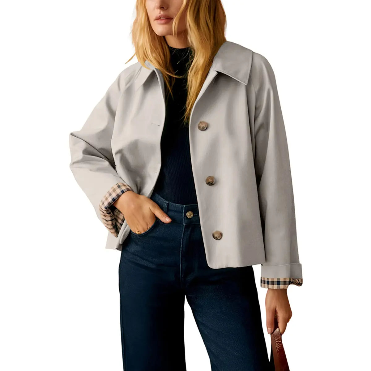 Cora Cropped Trench Coat Women | Windproof, Oversized Fit 12