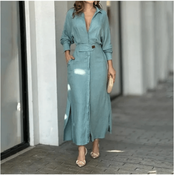 Cora Maxikleid | Baumwoll-Leinen-Mischung