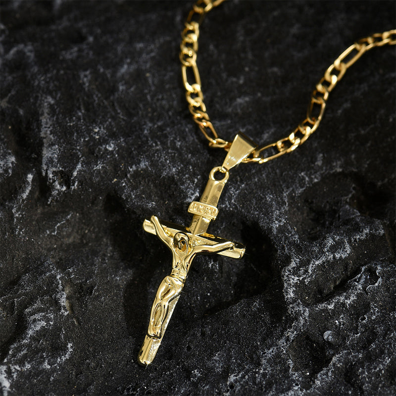 Cruz Gold Halskette | Verstellbare Figaro-Kette, Hypoallergen