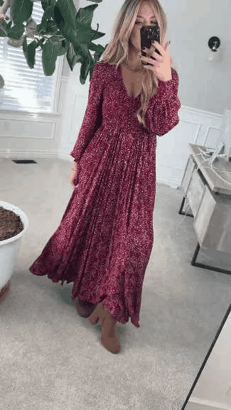 Flora Maxi Dress | Floral Rayon, Smocked Waist, Long Sleeves 6