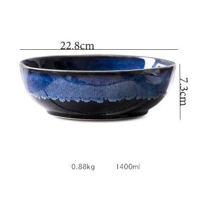 Kana Blaue Keramikschale — Robuste Porzellanschale mit Elegantem Japanischem Design