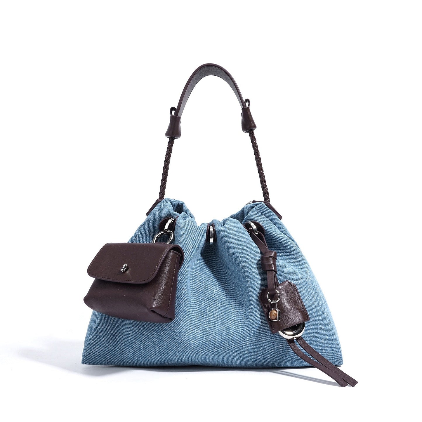 Kieranza — Women's Genuine Leather Denim Patchwork Hobo Bag