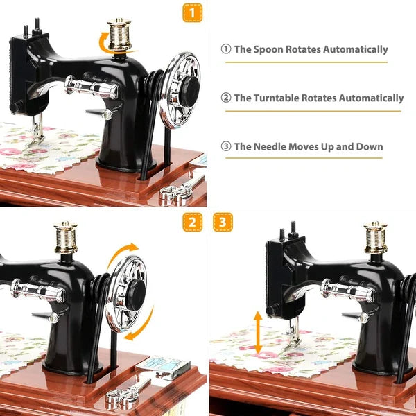 Mira Mini Sewing Machine Music Box | Retro Design, No Battery Required 7