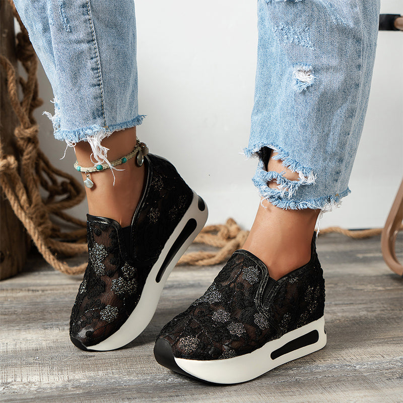 Mira Womens Casual Sneakers | Breathable Mesh, Thick Sole, Slip-Resistant