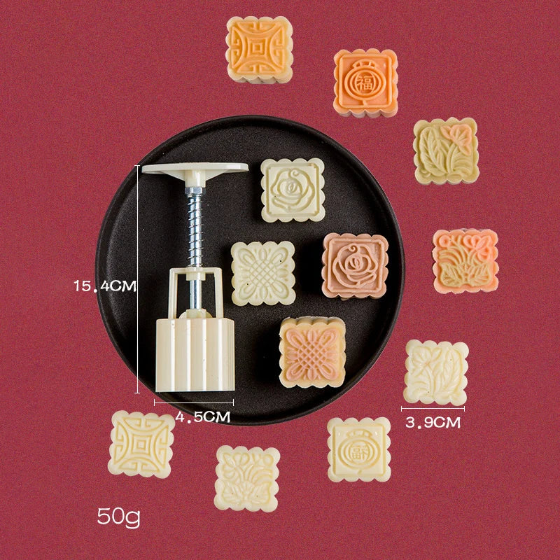 Mistral Mooncake Mold Set | Hand Press, Food-Grade PET, 27 Intricate Stamps 10