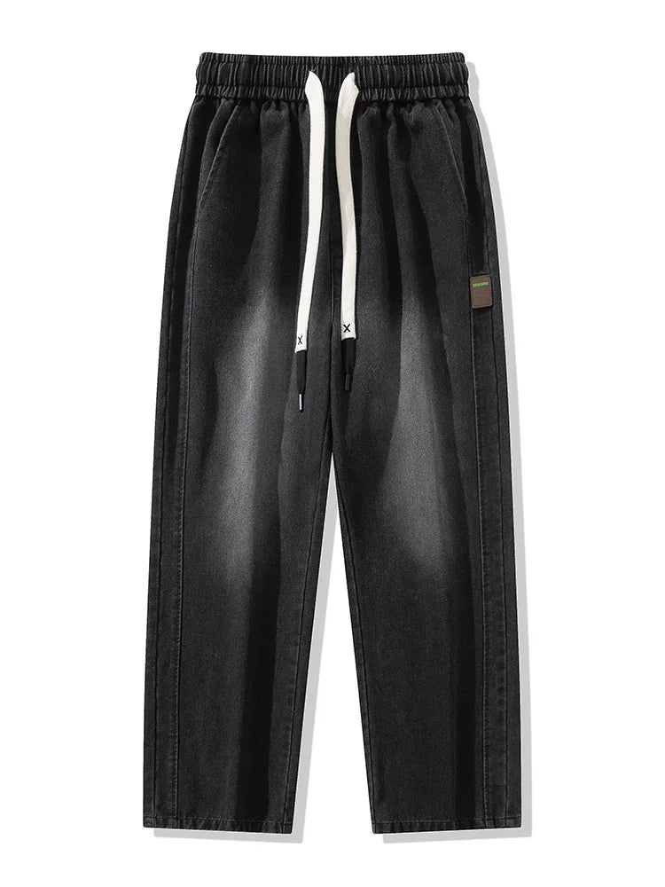 Loreo Wideleg Denim Pants — Relaxed Fit with Adjustable Drawstring Waistband