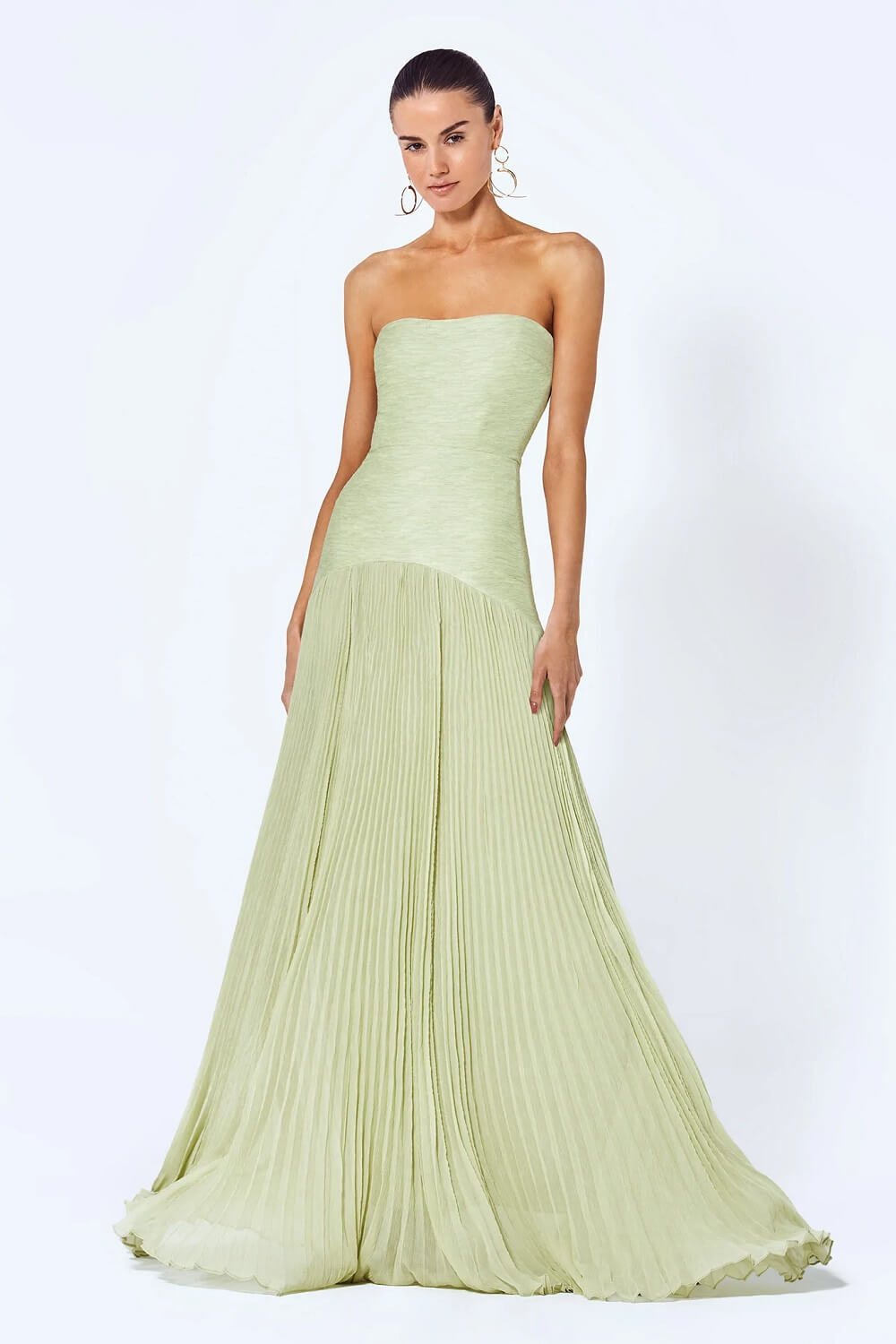 Flowy Green Long Dress Glizm Flowy Green Long Dress Glizm