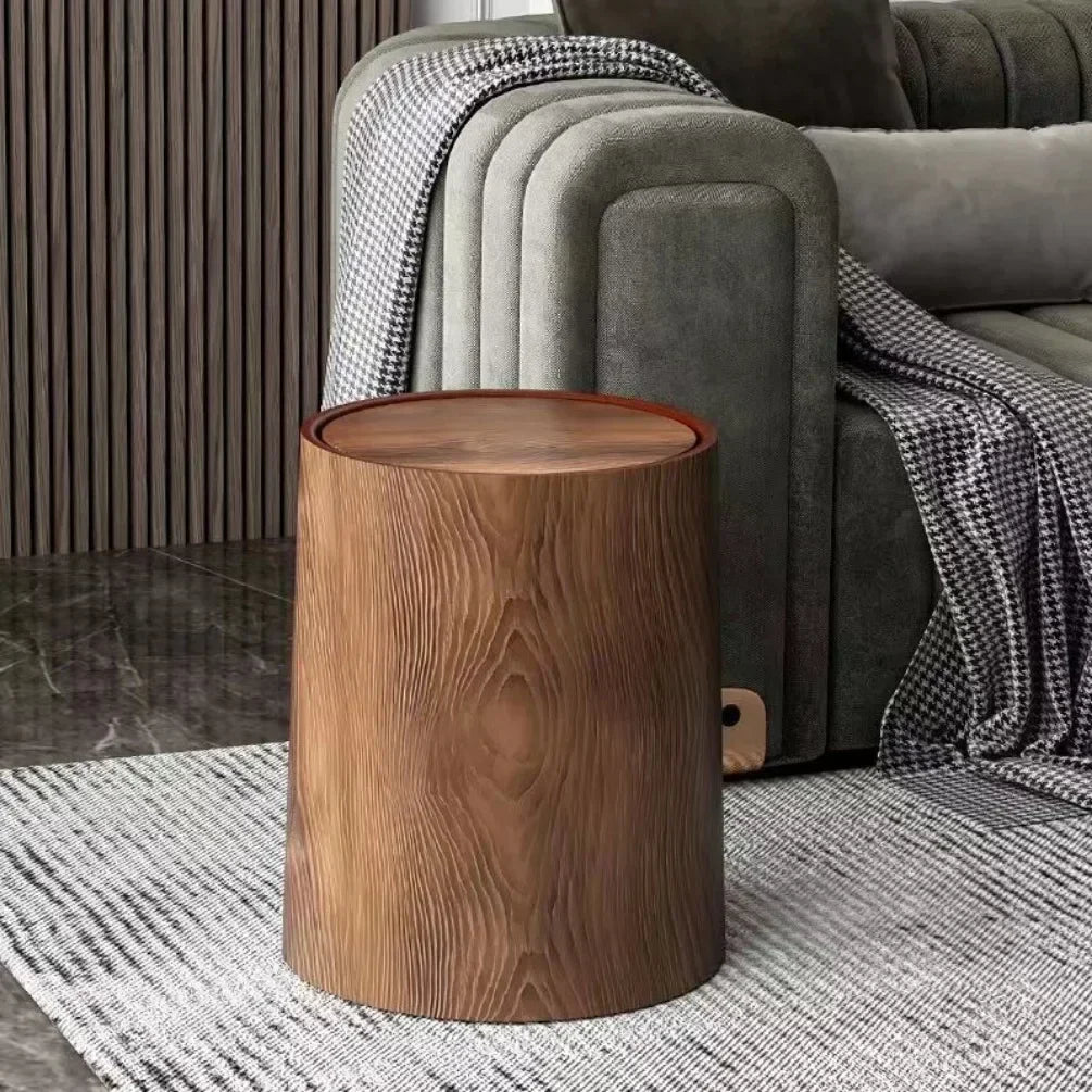 Denaro Woodgrain Waste Bin — 8L Rustic Waterproof Trash Can