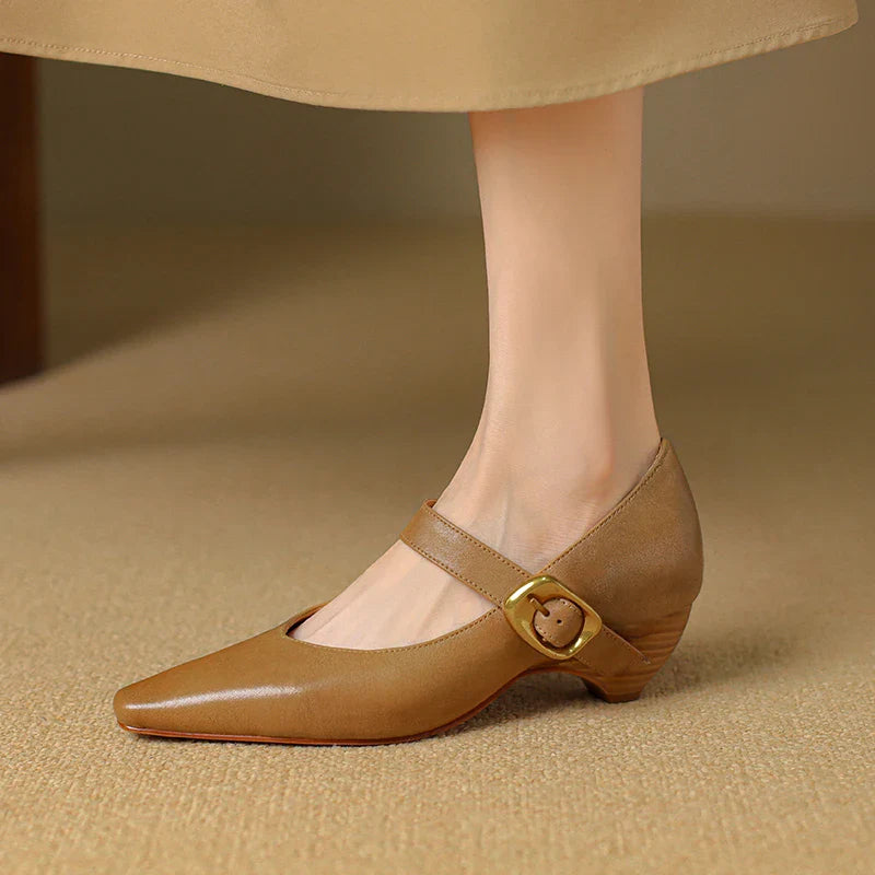 Calvea — Genuine Leather Mary Jane Pumps with Cushioned Insole