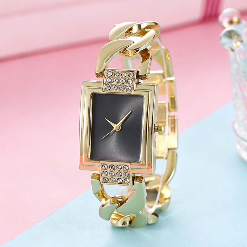 Sera Square Dial Women's Watch | Rhinestone Accents, Chain-Link Bracelet 9