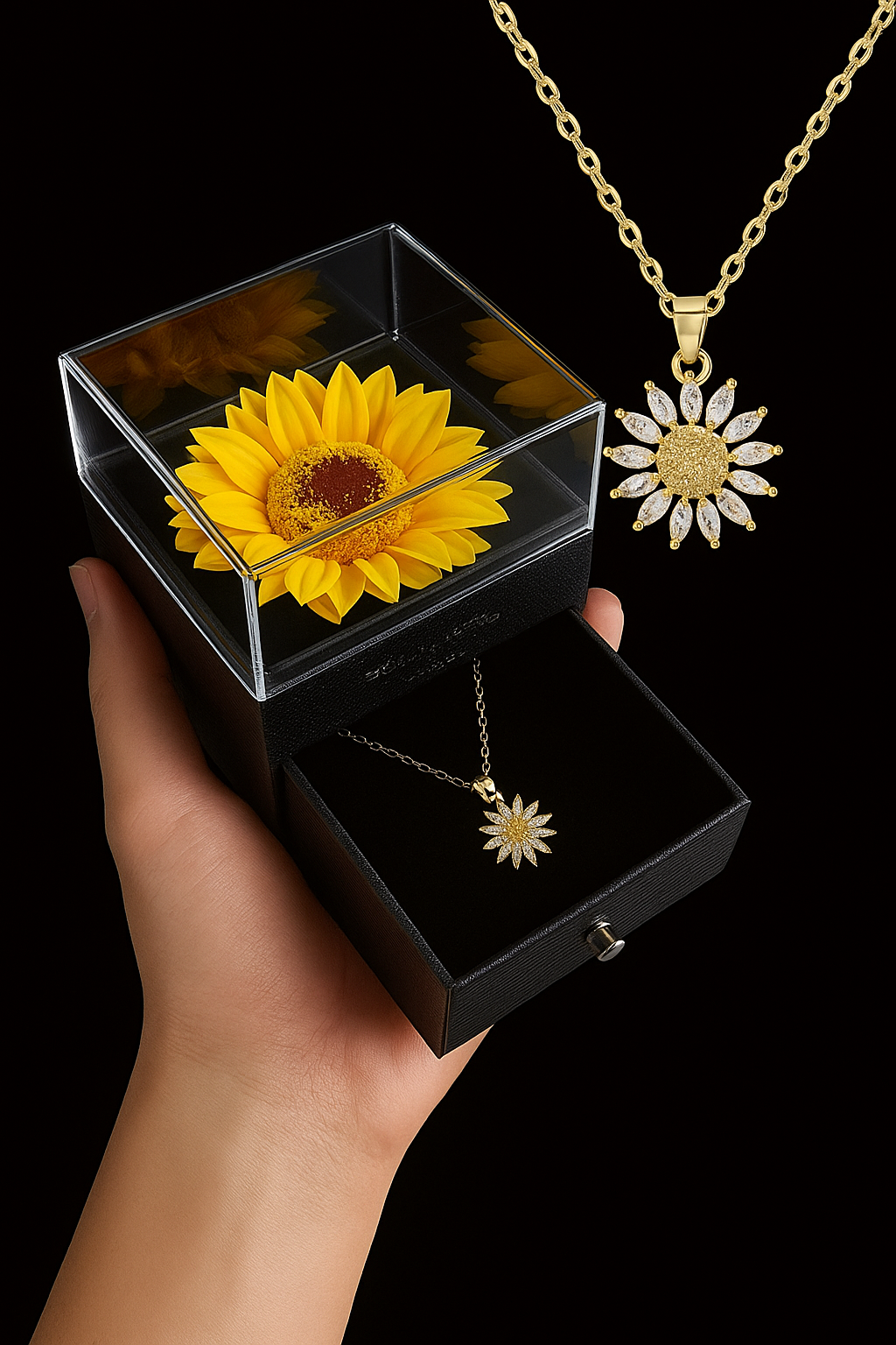 Colar Caixa de Presente Sunny | Banhado a Ouro com Zircônia Cúbica