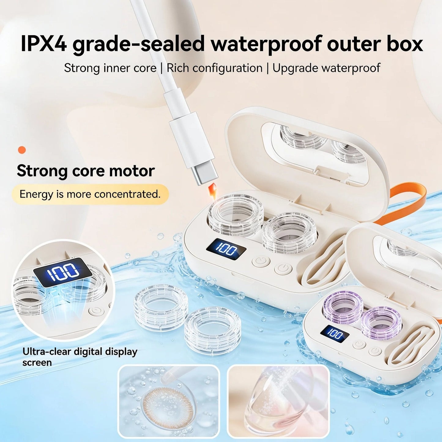 Ulysses Contact Lens Cleaner | Ultrasonic Rechargeable with Mirror 5