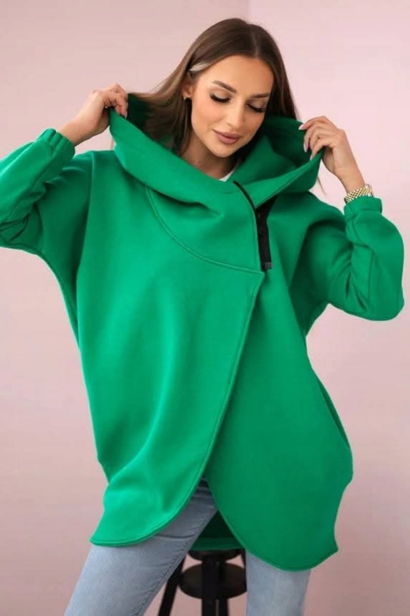 Wanda Plus Size Hoodie | Half-Zip, Asymmetrical Hem, Loose Fit 10