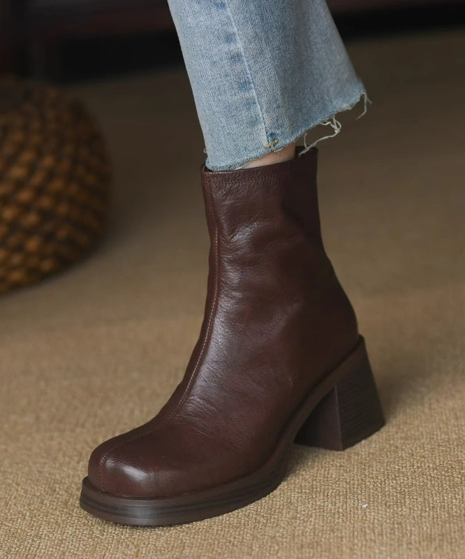 Bottes Veltrix à talon épais avec fermeture éclair, cuir synthétique noir