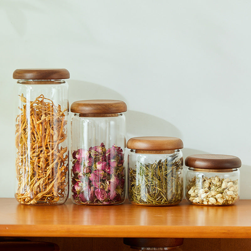 Acacia Glass Kitchen Storage Jar Set™ — Turn Your Pantry Into a Fresh, Elegant Sanctuary Every Day