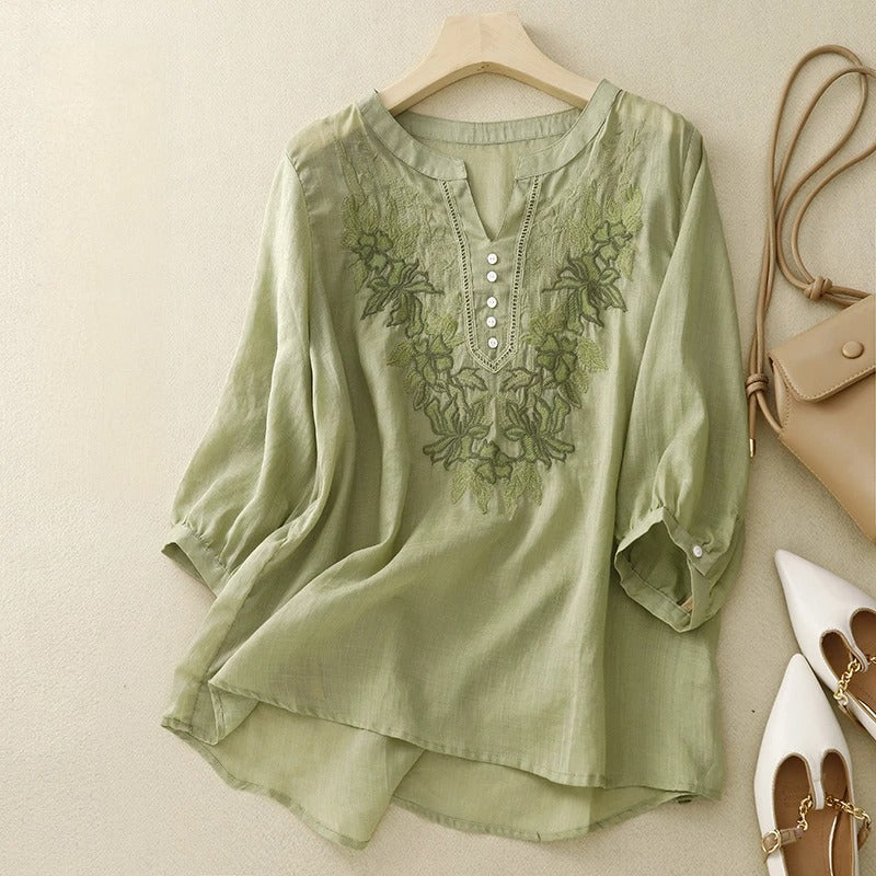 Linen Breeze Blouse™ — Experience All-Day Elegance Wrapped in Featherlight Comfort