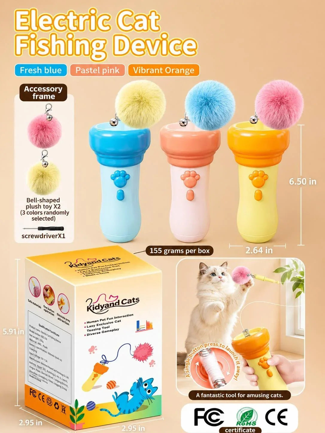 Lançador de Bolinhas de Pompons para Gatos Pouncy™