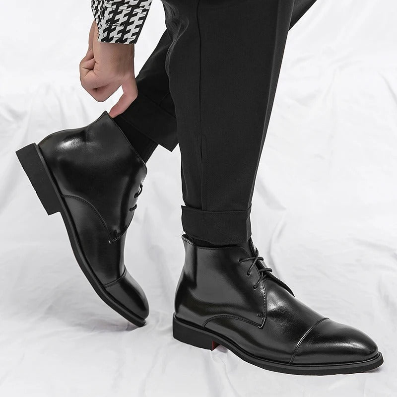 Arlen — Bottes en cuir pour homme à bout cap-toe avec semelles intérieures rembourrées