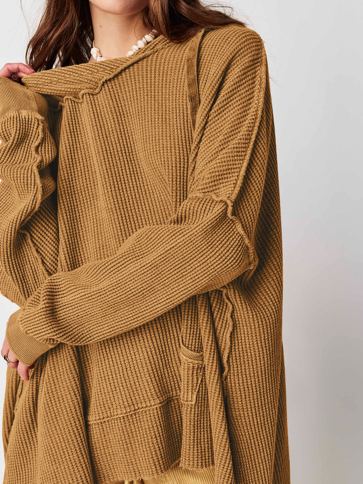 Norla — Oversized Waffle-Knit Hoodie with Adjustable Hood