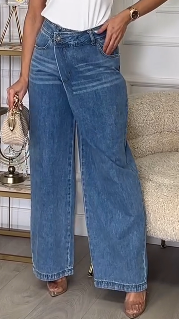 Wijde Pijpen Gestreepte Casual Jeans