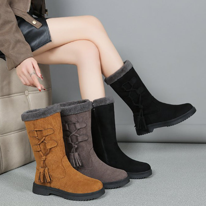 Mid-Calf Boots with Side Zipper