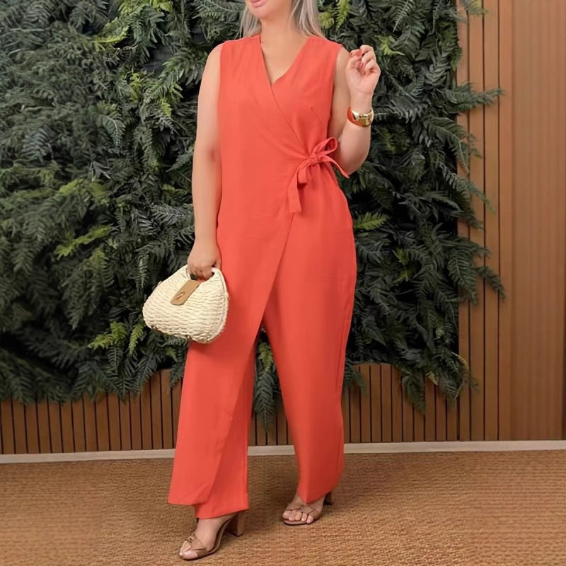 V-hals Jumpsuit met Strik
