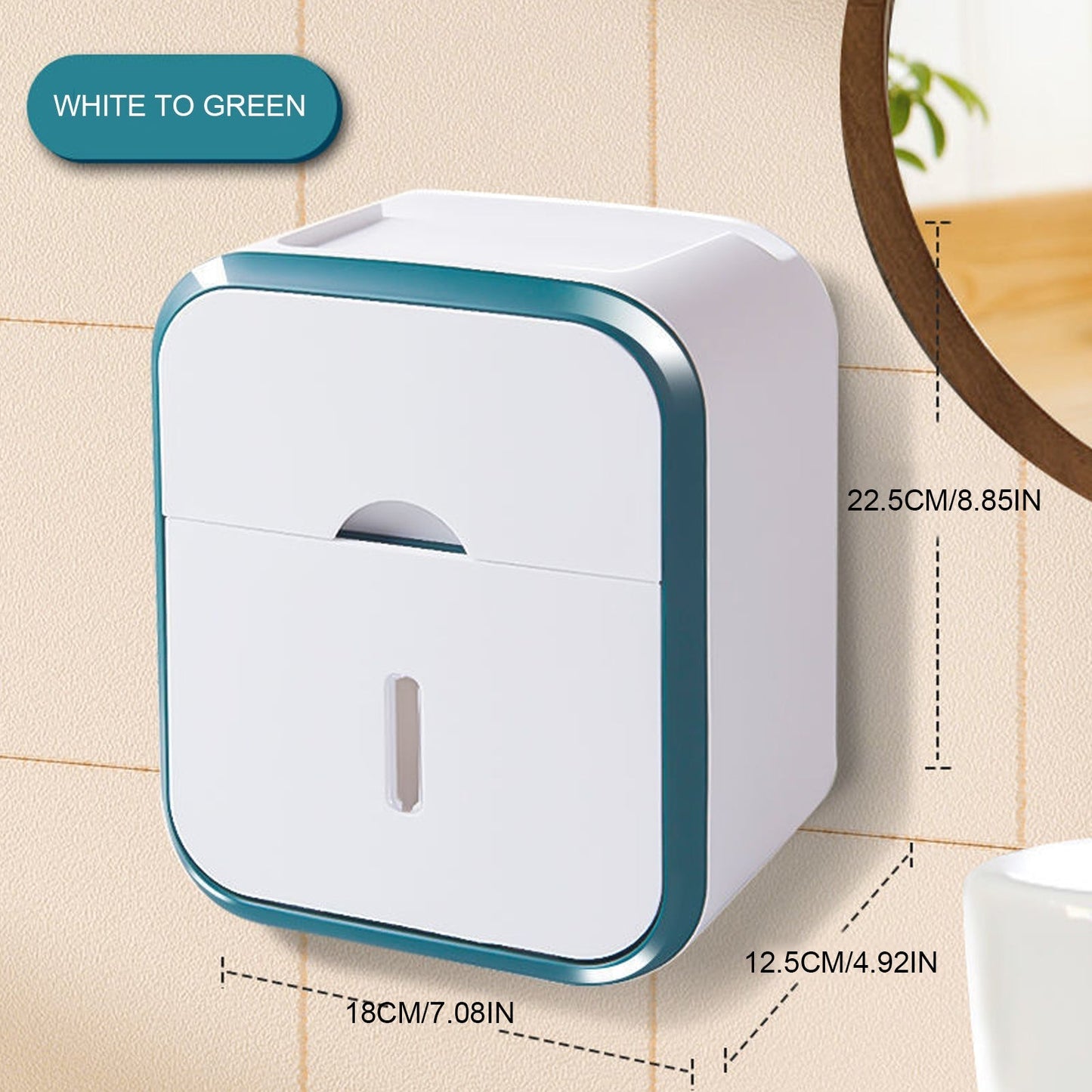 Liora — Punch-Free Wall-Mount Toilet Paper Holder with Storage Shelf