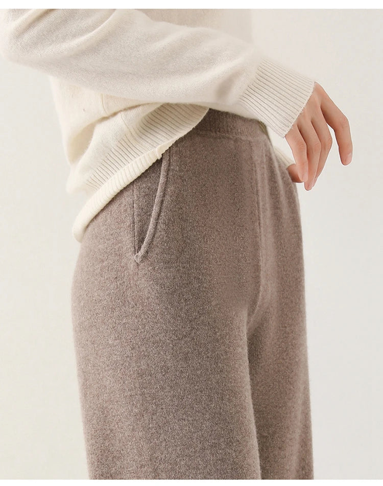 Alora — Merino Wool Wide-Leg Pants with High Waist Elastic