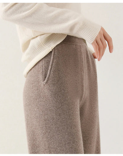 Alora — Merino Wool Wide-Leg Pants with High Waist Elastic