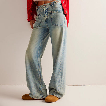 Varenza — Relaxed High-Rise Wide Leg Jeans with Vintage Wash
