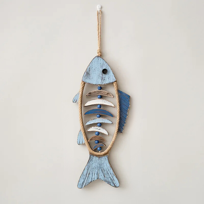 Marena — Decoração de parede artesanal de peixe mediterrâneo em madeira rústica