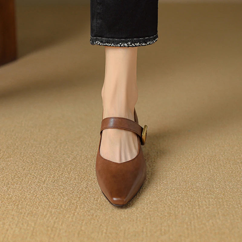 Calvea — Genuine Leather Mary Jane Pumps with Cushioned Insole