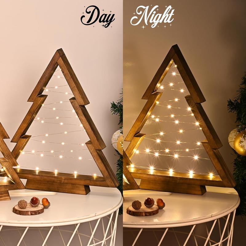 GlowHaven™ — Duo de Brad de Crăciun din Lemn cu LED