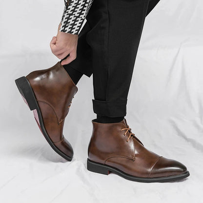 Arlen — Bottes en cuir pour homme à bout cap-toe avec semelles intérieures rembourrées