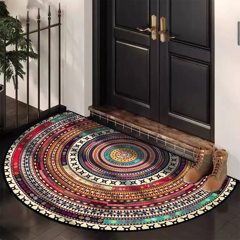 Liora — Boho félkör alakú csúszásmentes ajtószőnyeg puha, tartós szőnyeggel