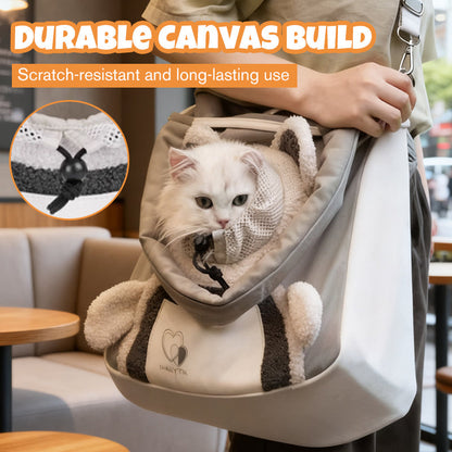Bear-Y Canvas Pet Carrier — Small Dog and Cat Bag with Open-Top Design