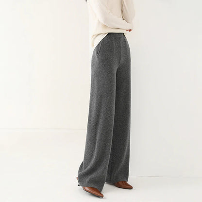 Alora — Merino Wool Wide-Leg Pants with High Waist Elastic