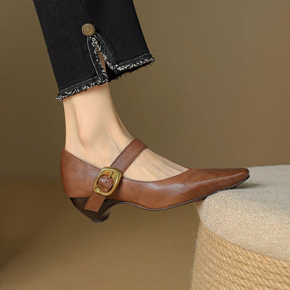 Calvea — Genuine Leather Mary Jane Pumps with Cushioned Insole