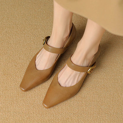 Calvea — Genuine Leather Mary Jane Pumps with Cushioned Insole