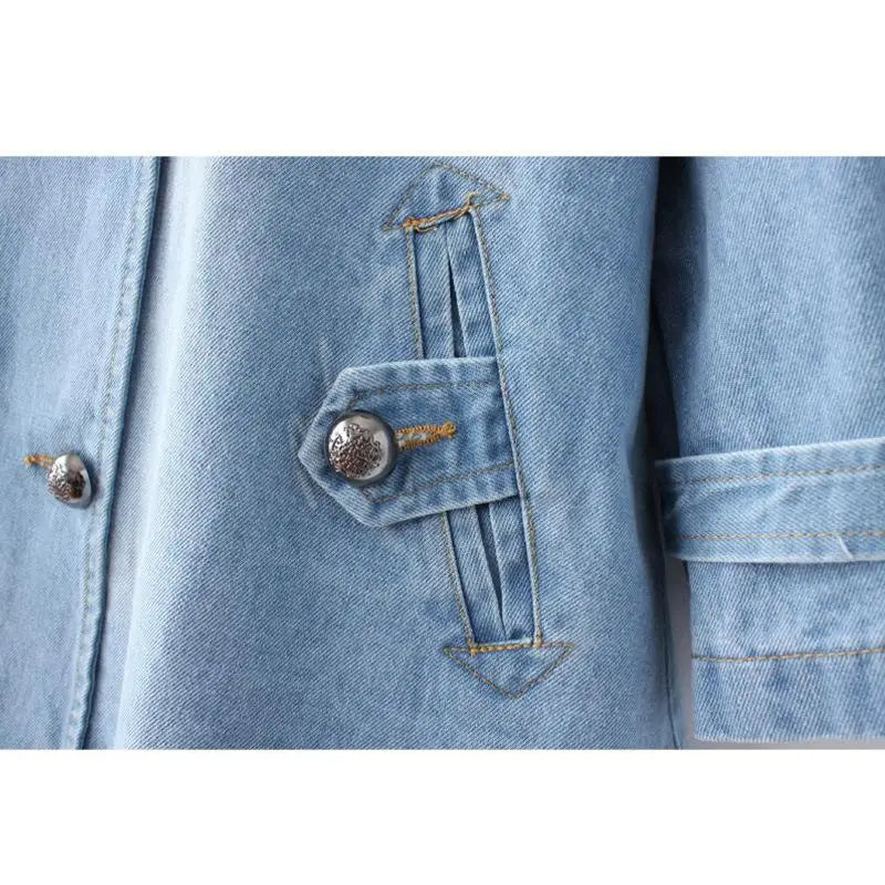Liora — Double-Breasted Lightweight Denim Coat with A-Line Fit