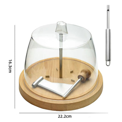 Velino Rotary Cheese Shaver — Ręczny nóż do sera ze stali nierdzewnej z drewnianą podstawą