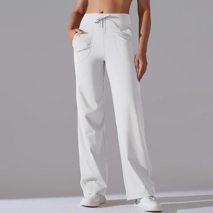 Caldena — Women's Wide-Leg Stretch Pants with Sculpted Waistband