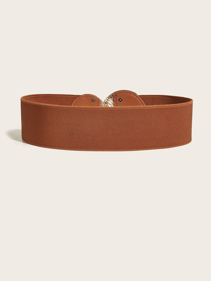Marena — Dames Vintage Brede Elastische Tailleband Riem met Gouden Gesp